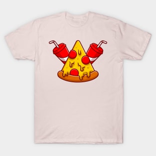 Pizza And Soda Cartoon T-Shirt